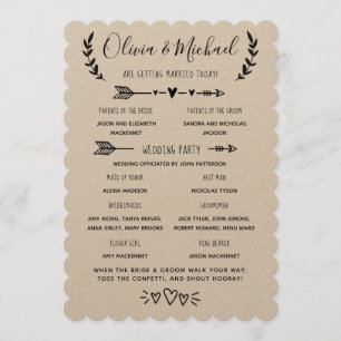 Rustikales Hochzeitsprogramm Einladung