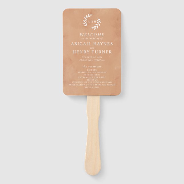 Rustikales Hochzeitsprogramm Fächer (Vorderseite)