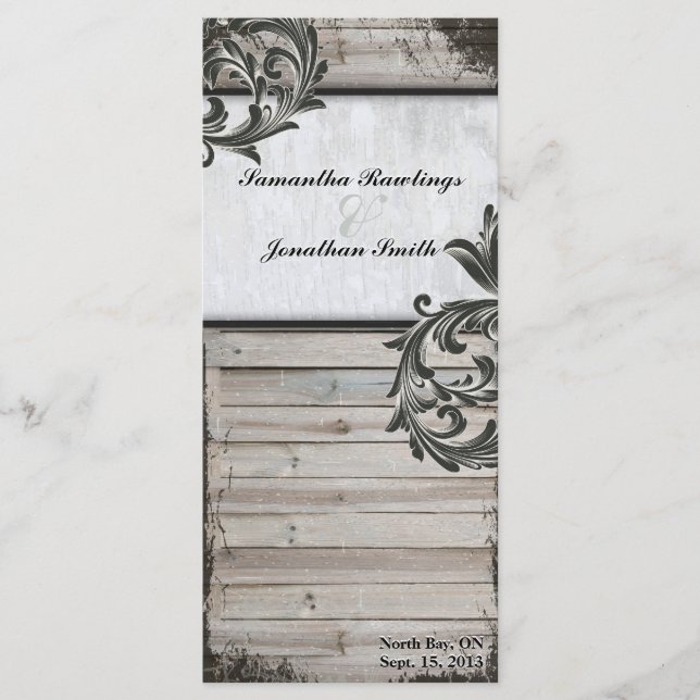 Rustikales Hochzeitsprogramm für Birch Bark & Barn Programm (Vorderseite)