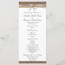 Rustikales Hochzeitsprogramm für Burlap und Twine Programm