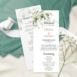 Rustikales Hochzeitsprogramm für Olivenzweige