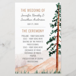 Rustikales Hochzeitsprogramm für Pinienbäume