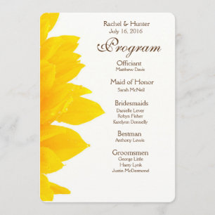 Rustikales Hochzeitsprogramm für Sonnenblumen Programm