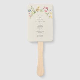 Rustikales Hochzeitsprogramm für Wildblume Handfan Fächer
