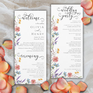 Rustikales Hochzeitsprogramm für Wildblumen im Gar Programm