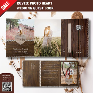 Rustikales Hochzeitsprogramm UAWG Foto Cards Dreifach Gefaltete Einladung