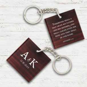 Rustikales Hochzeitsschrift-Paar-Monogramm Schlüsselanhänger