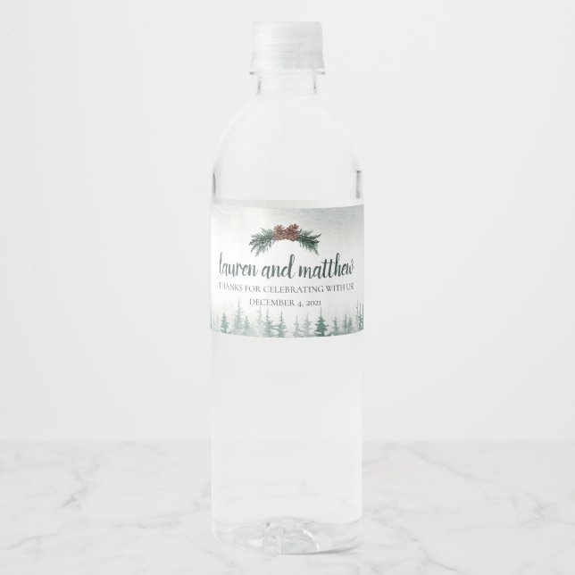 Rustikales Hochzeitwasser-Flaschengetränk (Vorderseite)