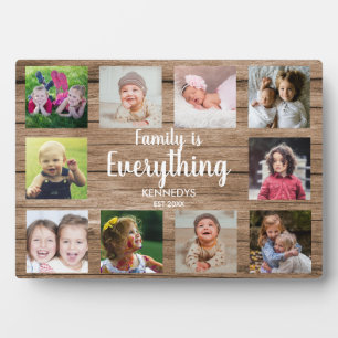 Rustikales Holz 10 FotoCollage Familie 5" x 7" Fotoplatte