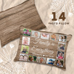 Rustikales Holz 14 Foto Collage Familienangebot Dekokissen<br><div class="desc">Erstellen Sie Ihr eigenes Foto-Collage-Kissen mit 14 Ihrer Lieblingsfotos auf einem holztexturierten Hintergrund.Personalisieren Sie mit Familiennamen und festem Datum. Das Zitat "Family is Everything" fügt dem Foto-Plakat eine einzigartige Touch hinzu.</div>