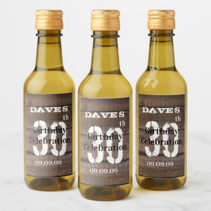 Rustikales Holz 30. Geburtstagsparty Gunst Mini Weinetikett