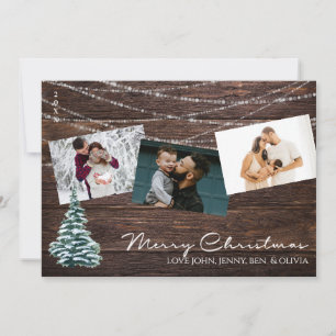 Rustikales Holz 3 Foto Frohe Weihnachtskarte mit B Einladung