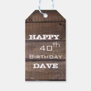 Rustikales Holz 40. Geburtstag Personalisierte Ges Geschenkanhänger