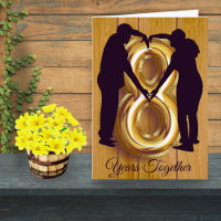 Rustikales Holz 8. Hochzeitstag Kartenpaar