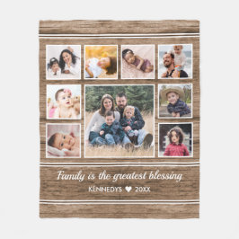 Rustikales Holz 9 Foto Collage Zitat Familienname Fleecedecke