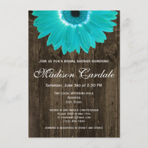 Rustikales Holz Aquamarin Daisy Bridal Dusche Einl Einladung