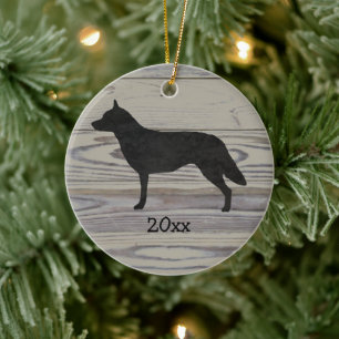 Rustikales Holz Australischer Rinderhund Wasserfar Keramik Ornament