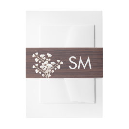 Rustikales Holz Babys Atemblumenpilz Monogramm Einladungsbanderole