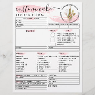 Rustikales Holz Bäckerei Tortenbestellformular Flyer