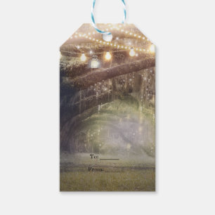 Rustikales Holz bezaubernder Wald & Lichter Geschenkanhänger
