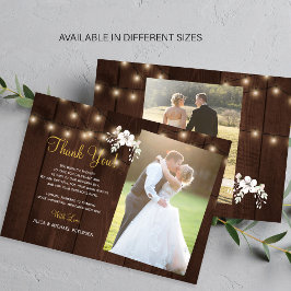Rustikales Holz Blumen 2 Fotos Hochzeit danke Mitteilungskarte