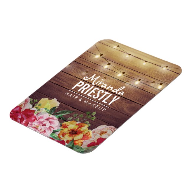 Rustikales Holz Blumengesteck Lichter Makeup Salon Magnet (Linke Seite)
