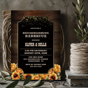 Rustikales Holz Blumengrill Einladung