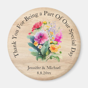 rustikales Holz Blumenmotiv danke Ihnen Hochzeitsm Magnet
