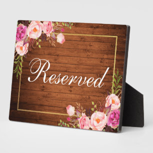 Rustikales Holz Blumenrosa Hochzeit vorbehalten 12 Fotoplatte