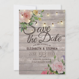 Rustikales Holz Blumenzwiebellicht Hochzeitstag Ge Save The Date