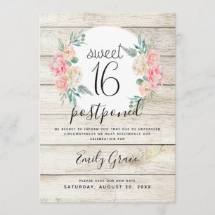 Rustikales Holz Boho Floral Sweet 16 Einladung