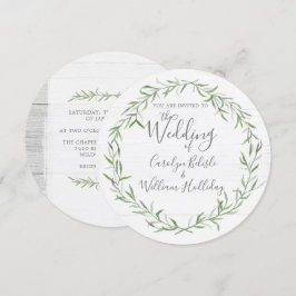 Rustikales Holz & Botanische Blätter Einladung Hoc