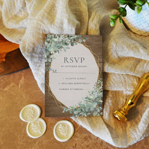 Rustikales Holz Botanische goldene Hochzeit RSVP Karte