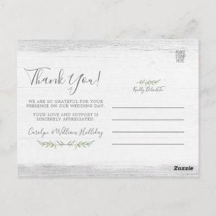 Rustikales Holz & Botanisches Leaf Hochzeit Vielen Postkarte