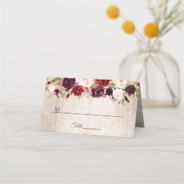 Rustikales Holz Burgund Blush Blumentisch Platzkarte