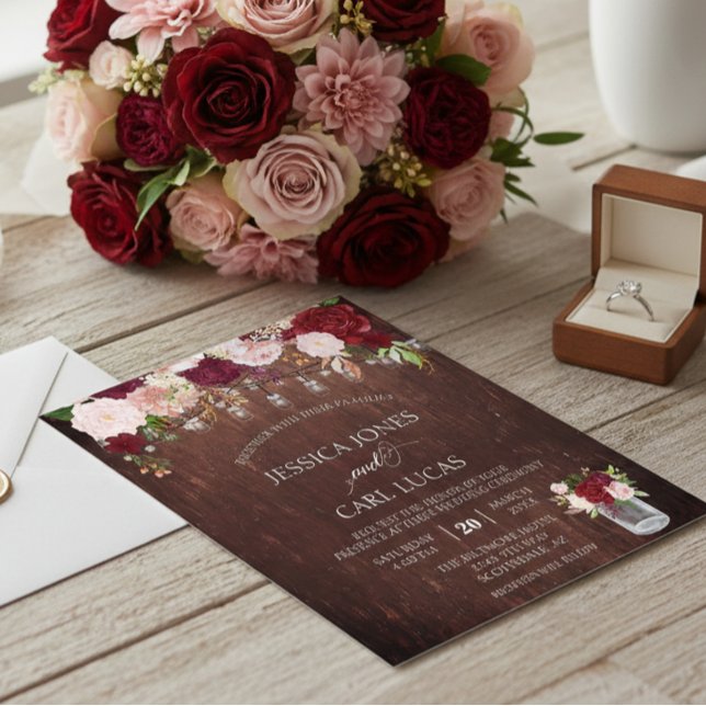 Rustikales Holz Burgund Rosa Rose Budget Jar Flyer (Von Creator hochgeladen)