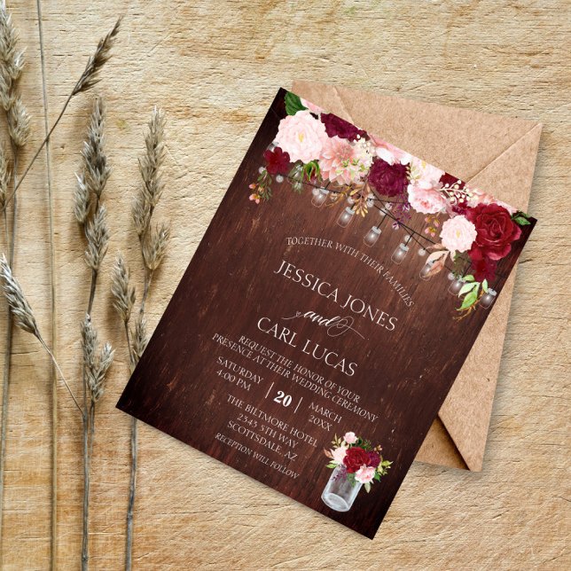 Rustikales Holz Burgund Rosa Rose Budget Jar Flyer (Von Creator hochgeladen)