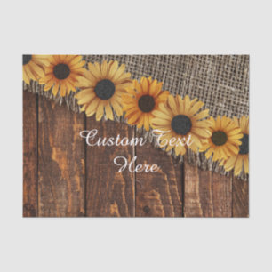 Rustikales Holz & Burlap Sonnenblume Custom Weddin Seidenpapier