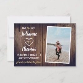 Rustikales Holz Custom Foto Elegante Hochzeit Save The Date