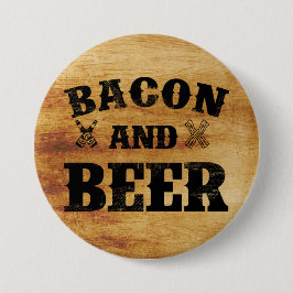 Rustikales Holz des Speckes und des Bieres Button