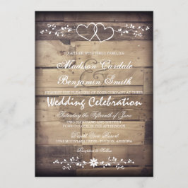 Rustikales Holz Doppelherzen Hochzeitseinladungen Einladung