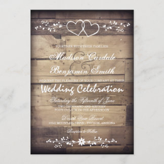 Rustikales Holz Doppelherzen Hochzeitseinladungen Einladung