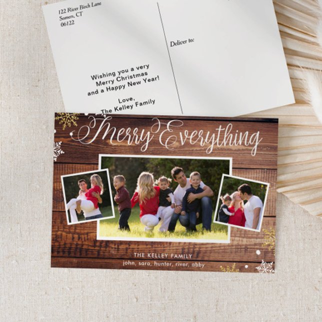 Rustikales Holz Drei Foto Urlaub Postkarte (Von Creator hochgeladen)