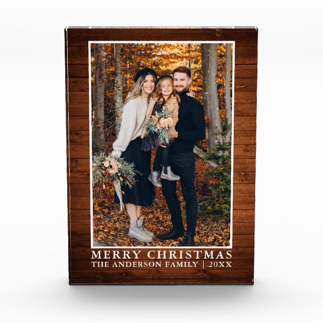 Rustikales Holz drucken Frohe Weihnachts-Foto Bloc Fotoblock (Vorderseite)