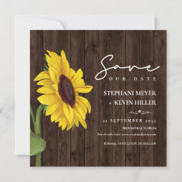 Rustikales Holz Einfache Sonnenblume Hochzeit Save The Date