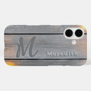 Rustikales Holz Elegance Ländername Monogram iPhone 16 Hülle