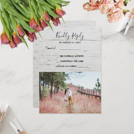 Rustikales Holz elegantes Foto UAWG Hochzeit Einladung