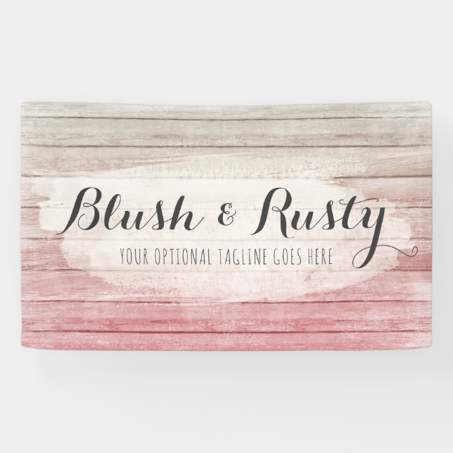 Rustikales Holz errötet rosa Ombre schäbiger Banner (Horizontal)
