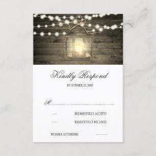 Rustikales Holz florale Laternenleuchten Hochzeit  RSVP Karte