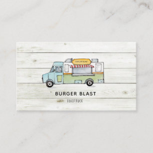 Rustikales Holz Food Truck Logo Geschäftskarte Visitenkarte